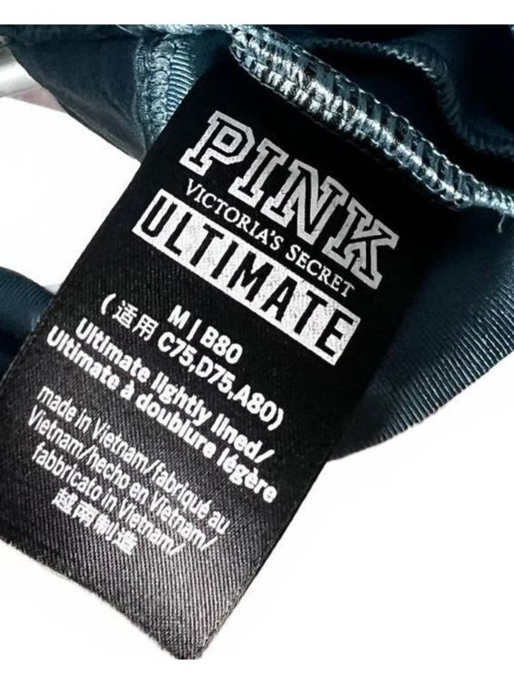 PINK Victoria's Secret Sports Bra Women's Medium Teal Lace Up Padded Ultimate - Picture 4 of 4